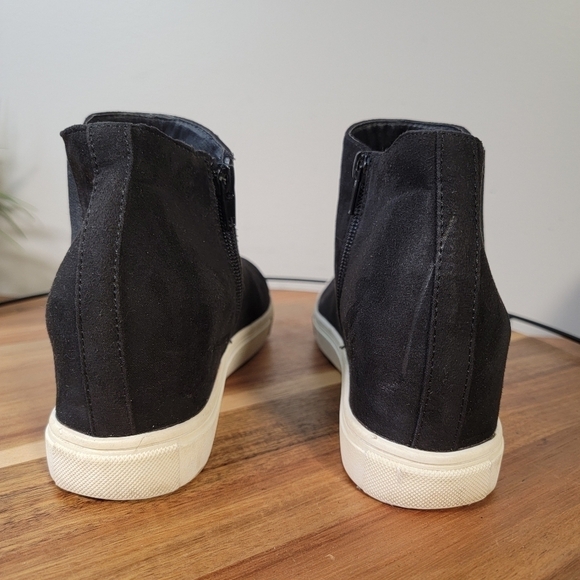 Madden Girl Black Faux Suede Hidden Wedge High Top Sneakers Size 7 - Picture 6 of 17